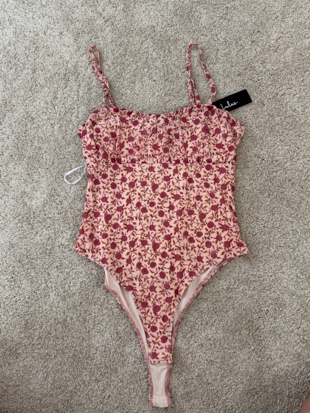 LULUS pink floral bodysuit